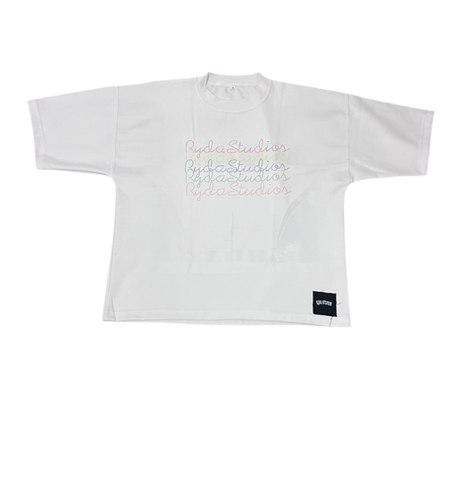 WHITE OVERSIZED CURSIVE TEE